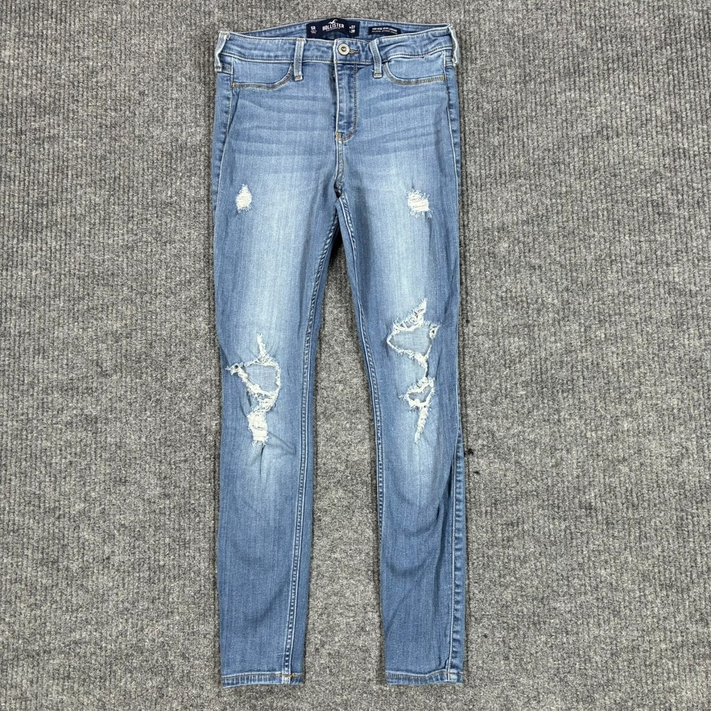 Hollister Mid Rise Jean Legging Womens 5R Blue Distressed Denim Advance Stretch